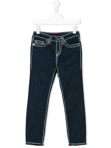 True Religion Kids - Stitching Contrast Jeans - Kids - Cotton/spandex/elastane - 6 Yrs, Blue