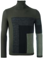Pal Zileri Tonal Colour Block Jumper, Men's, Size: 50, Green, Wool/mohair/polyamide