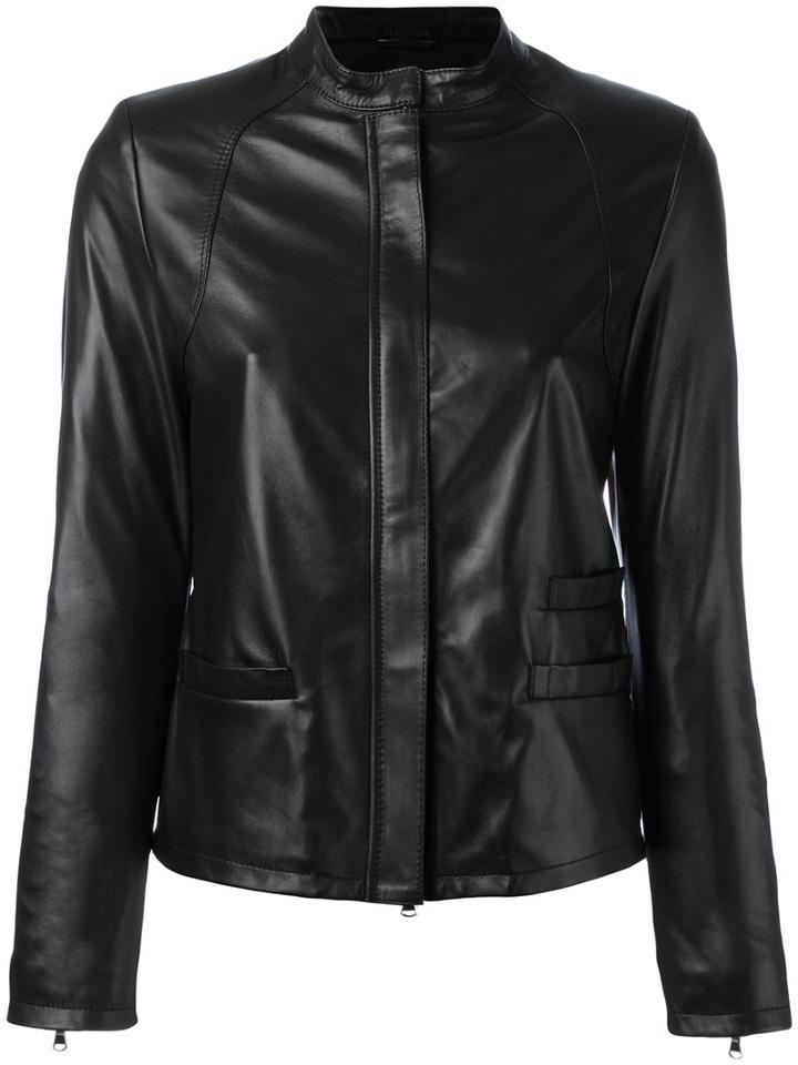 Eleventy Zipped Jacket, Women's, Size: 44, Black, Leather/viscose