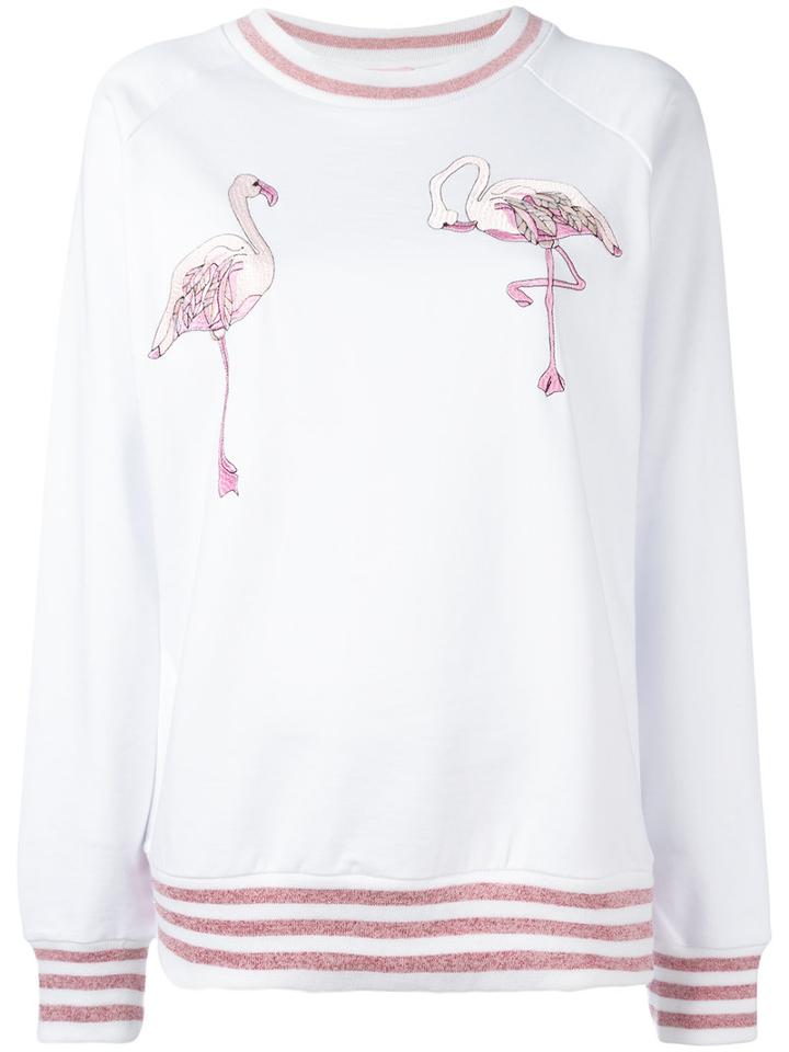Giamba Glittery Stripes Sweatshirt, Women's, Size: 44, White, Cotton/polyester