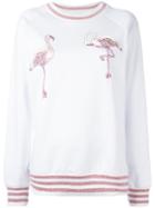 Giamba Glittery Stripes Sweatshirt, Women's, Size: 44, White, Cotton/polyester