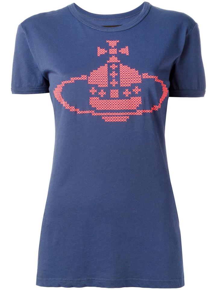 Vivienne Westwood Anglomania Logo Print T-shirt, Size: Small, Pink/purple, Cotton