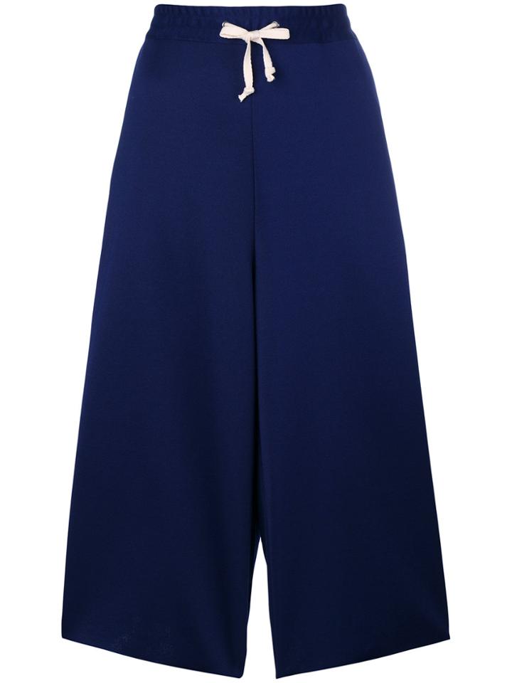 Pleats Please By Issey Miyake Cropped Pleated Trousers - Blue