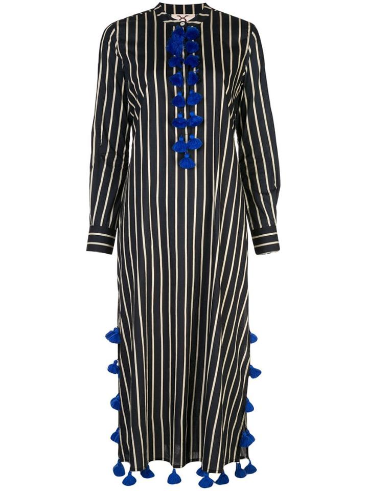 Figue Paolina Tassel Striped Kaftan Dress - Black