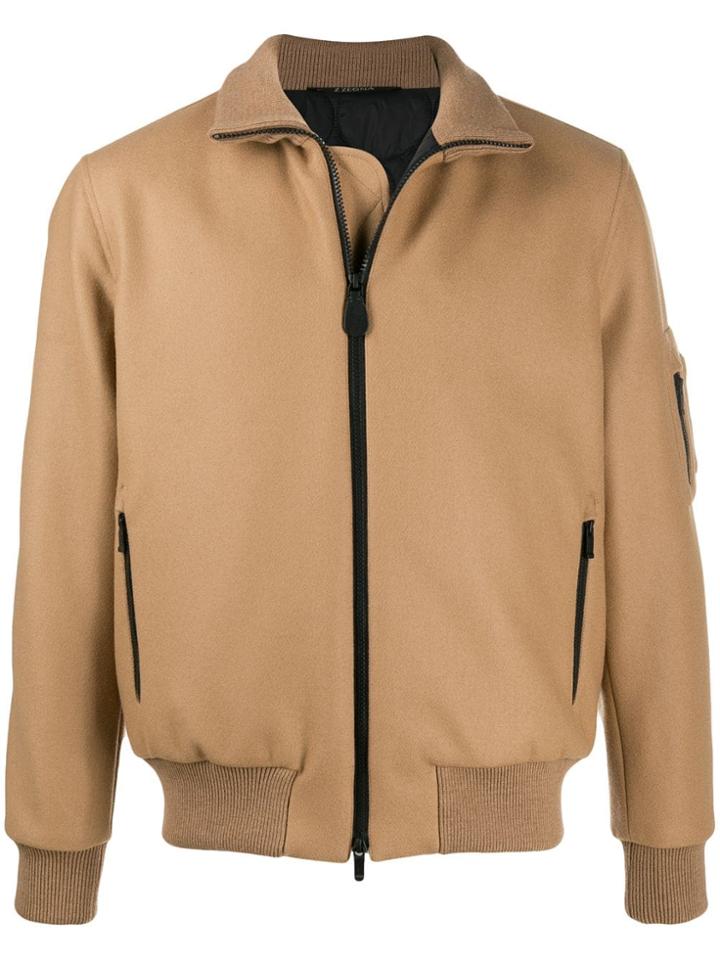 Z Zegna Felt Bomber Jacket - Neutrals