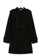 Slim Hooded Black Trench Coat | LookMazing