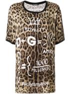 Dolce & Gabbana Leopard Print T-shirt With Printed Details - Black