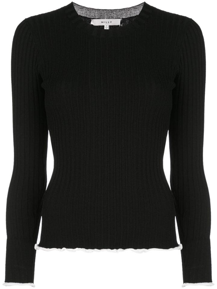 Milly Ribbed Knit Sweater - Black