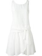 Emporio Armani Bow Detail Dress, Women's, Size: 46, White, Polyester/cotton/silk