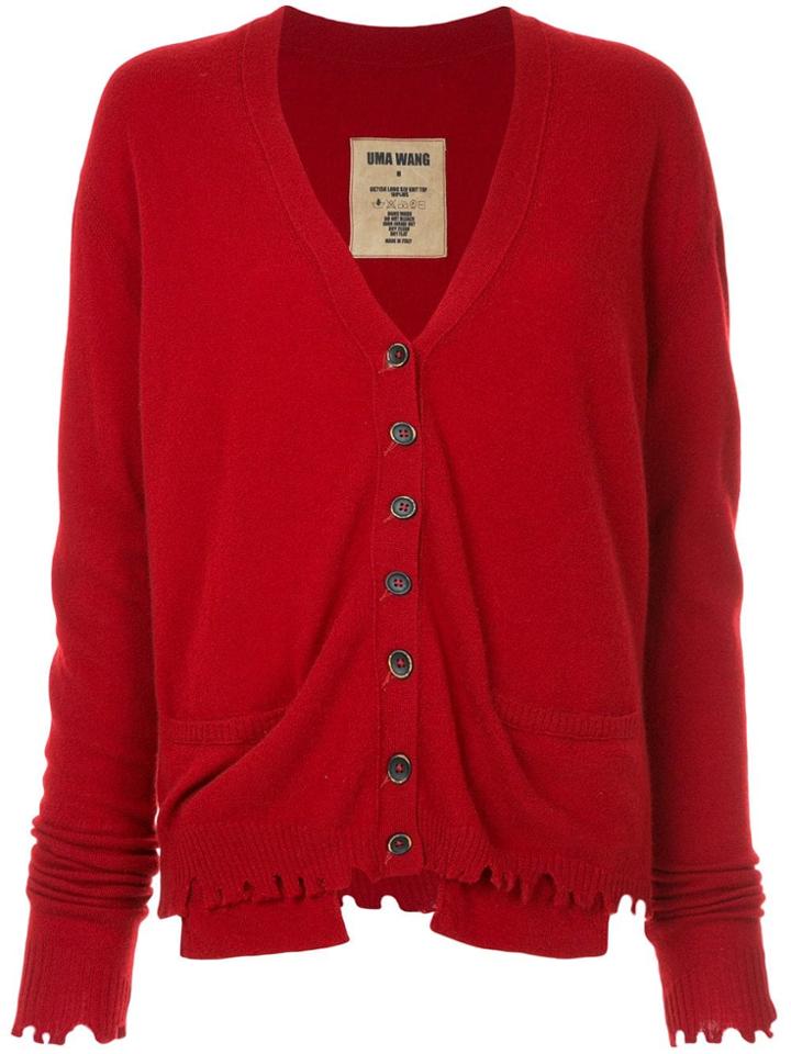 Uma Wang Distressed Hem Cardigan - Red