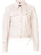 J Brand - Distressed Denim Jacket - Women - Cotton - Xs, Nude/neutrals, Cotton