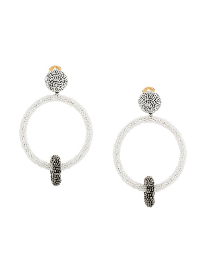 Oscar De La Renta Hematite Beaded Ring Earrings - Metallic