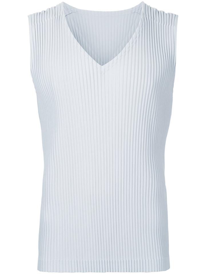 Homme Plissé Issey Miyake Pleated Sleeveless Tank Top - Grey