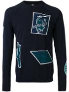 Ps By Paul Smith - Patterned Crew Neck Jumper - Men - Cotton - S, Blue, Cotton