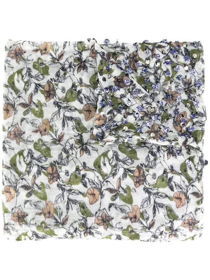 Essentiel Antwerp Embellished Floral Scarf, Women's, Wool/acrylic/glass
