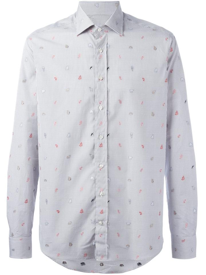Etro - 'animals' Print Shirt - Men - Cotton - 43, Grey, Cotton