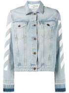 Off-white - Striped Denim Jacket - Women - Cotton - 38, Blue, Cotton