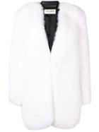 Saint Laurent Collarless Fur Coat - White