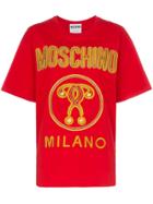 Moschino Metallic Logo Detail Cotton T-shirt - Red