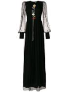 Piccione. Piccione Embroidered Maxi Dress - Black