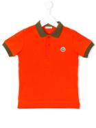 Moncler Kids - Contrast Collar Polo Shirt - Kids - Cotton - 4 Yrs, Yellow/orange