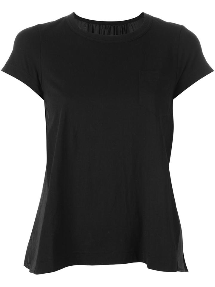 Sacai Cupro Insert T-shirt, Women's, Size: 2, Black, Cotton/cupro