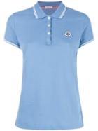 Moncler Striped Trim Polo Shirt, Women's, Size: Small, Blue, Cotton
