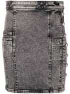Balmain Button-embellished Denim Mini Skirt - Black