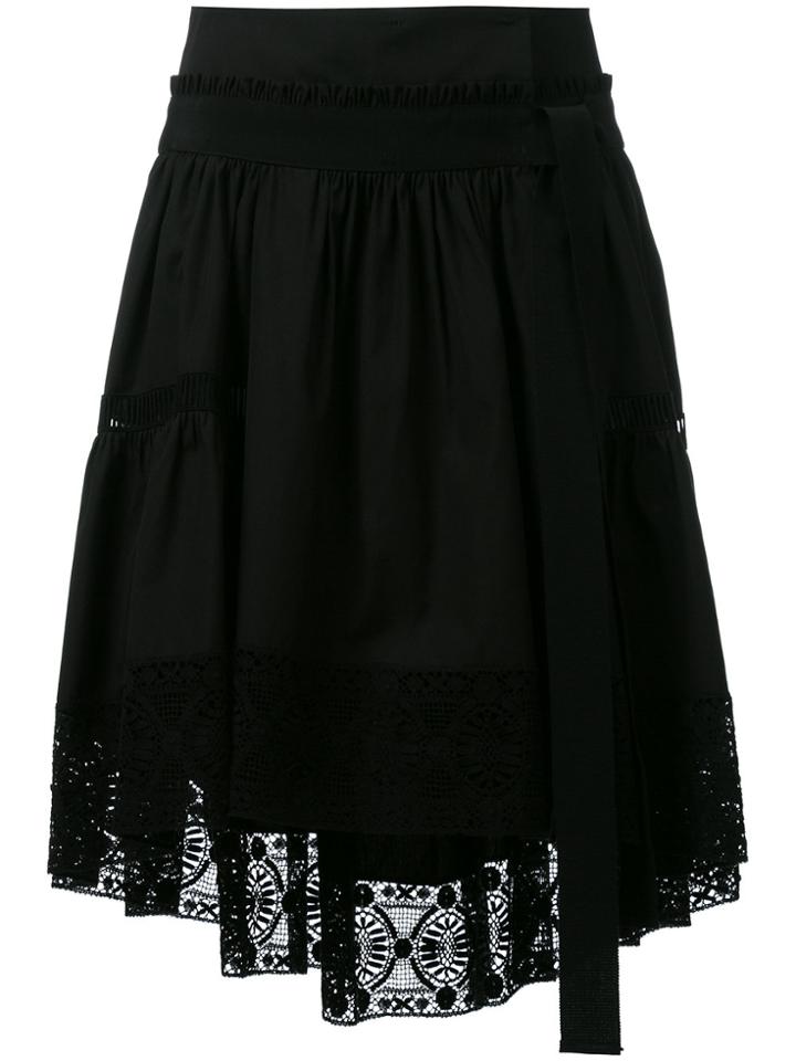 Alberta Ferretti Lace Trim Asymmetric Skirt - Black