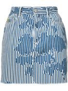 Vivienne Westwood Anglomania Rose Stripe Print Denim Mini Skirt - Blue