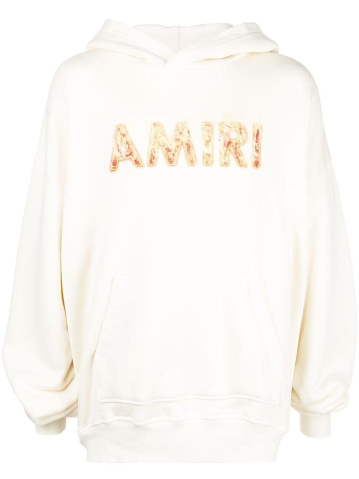 Amiri Logo Drop Shoulder Hoodie - White