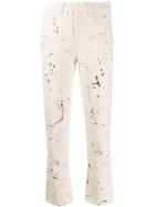 Closed Paint Splatter Straight Cropped Jeans - Neutrals
