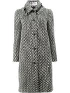 Lanvin Tweed Style Buckle Detail Collar Coat - Black