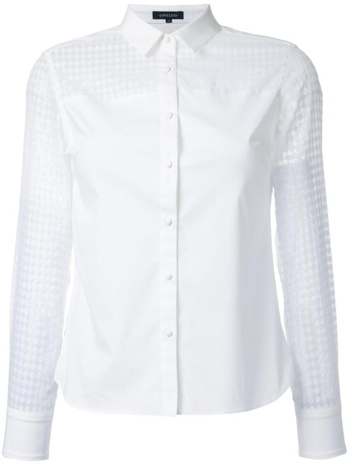 Loveless Checked Sheer Detailing Shirt, Women's, Size: 36, White, Cotton
