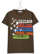 Msgm Kids Doodled Colour Logo T-shirt - Green