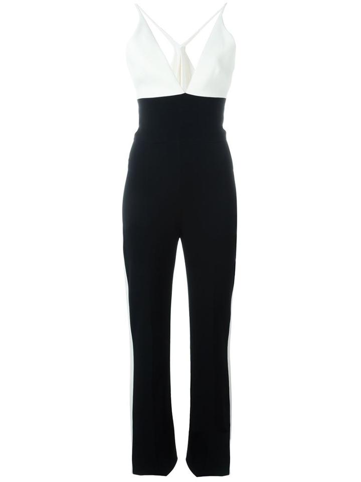 David Koma V Neck Fitted Jumpsuit, Women's, Size: 8, Black, Acetate/viscose/spandex/elastane/lyocell