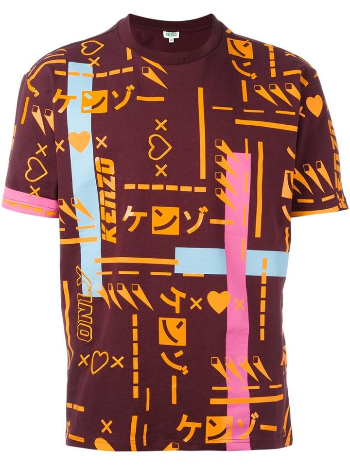 Kenzo Printed T-shirt, Men's, Size: Xl, Pink/purple, Cotton