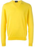 Drumohr V-neck Sweater, Men's, Size: 50, Yellow/orange, Cotton