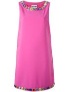 Moschino Mirror Embroidered Shift Dress, Women's, Size: 42, Pink/purple, Triacetate/polyester/acetate/rayon