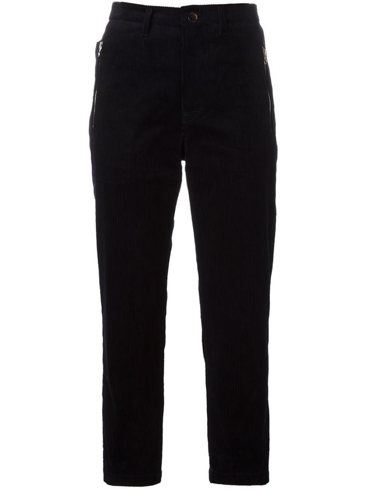 Golden Goose Deluxe Brand - Cropped Corduroy Trousers - Women - Cotton/polyester/cupro - S, Blue, Cotton/polyester/cupro