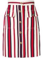 Gucci A-line Striped Denim Skirt - White
