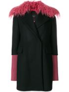 Frankie Morello Fur Detail Coat - Black