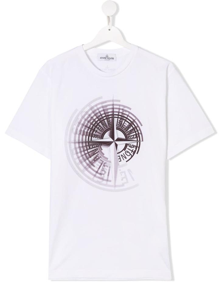 Stone Island Junior Teen Graphic Logo Print T-shirt - White