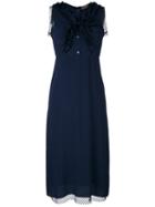No21 - Mesh Frill Shift Dress - Women - Silk/polyester/acetate - 46, Blue, Silk/polyester/acetate