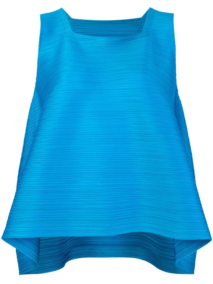 Pleats Please By Issey Miyake Flared Sleeveless Blouse - Blue