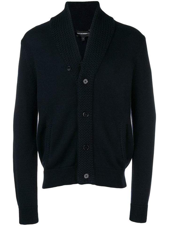 Emporio Armani Chunky Collar Cardigan - Blue
