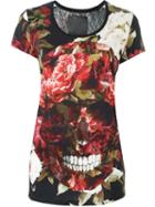 Philipp Plein Floral Skull T-shirt, Women's, Size: Large, Black, Polyester/cotton