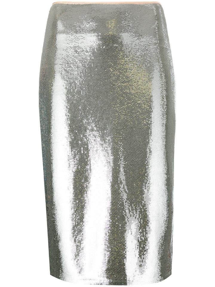 Sequin Pencil Skirt - Women - Nylon/polyester/spandex/elastane - 4, Grey, Nylon/polyester/spandex/elastane, Diane Von Furstenberg