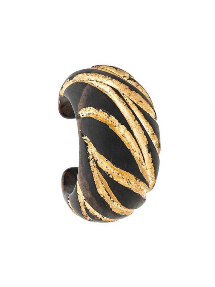 Saint Laurent Zebra-patterned Cuff Bracelet - Brown