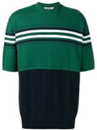 Msgm Contrast Knit Jumper, Men's, Size: Medium, Green, Cotton